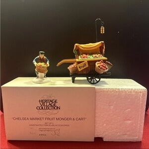 Chelsea Market Fruit Monger & Cart Figurine Heritage Village Collection